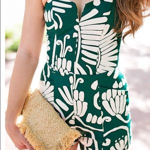 Romper: green and white